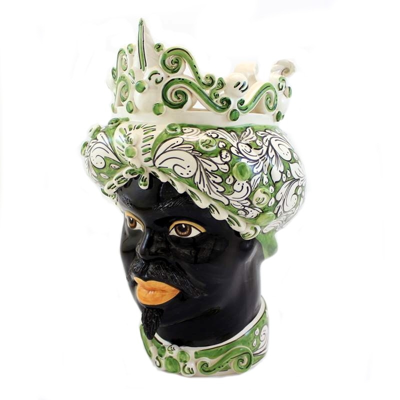 Testa Ceramica Caltagirone Verus Uomo Verde Cm 45 Vivere Home